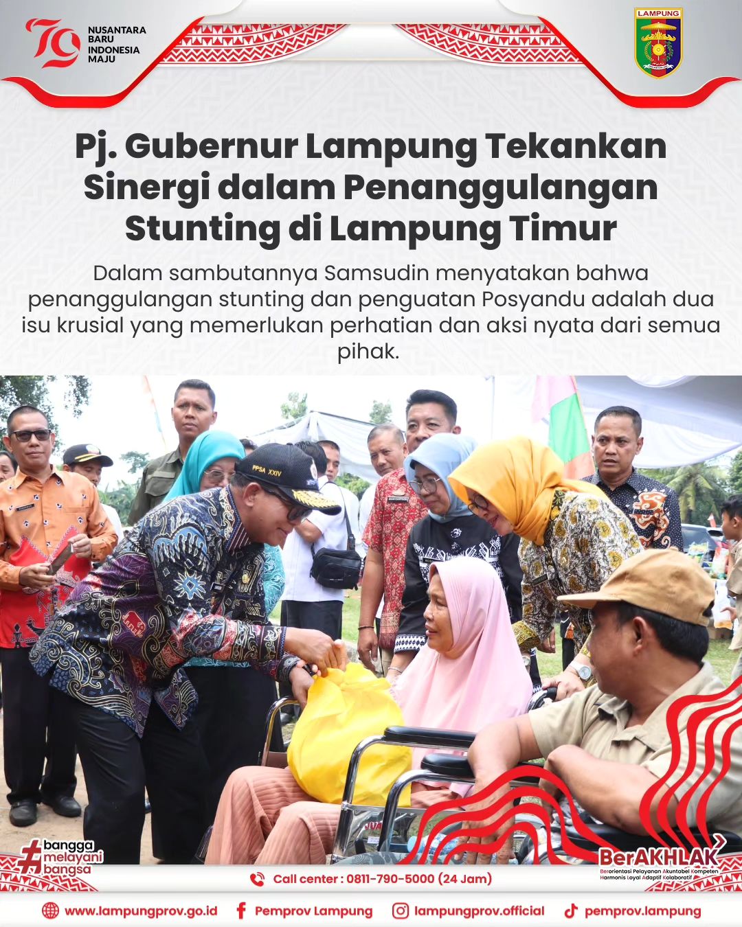 Pj. Gubernur Lampung Tekankan Sinerga dalam Penanggulangan Stunting di Lampung Timur