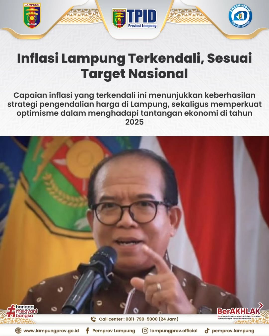 Inflasi Provinsi Lampung Terkendali, Sesuai Target Nasional