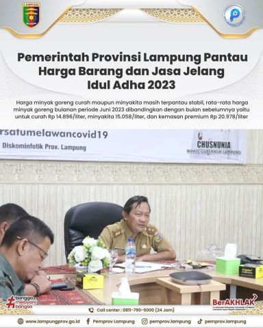 Pemerintah Provinsi Lampung Pantau Harga Barang dan Jasa Jelang Idul Adha 2023